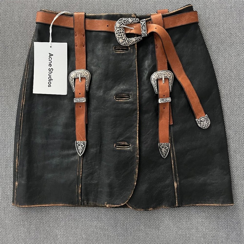 Acne Studios Leather Runway Skirt SS22 - Picture 1 of 10